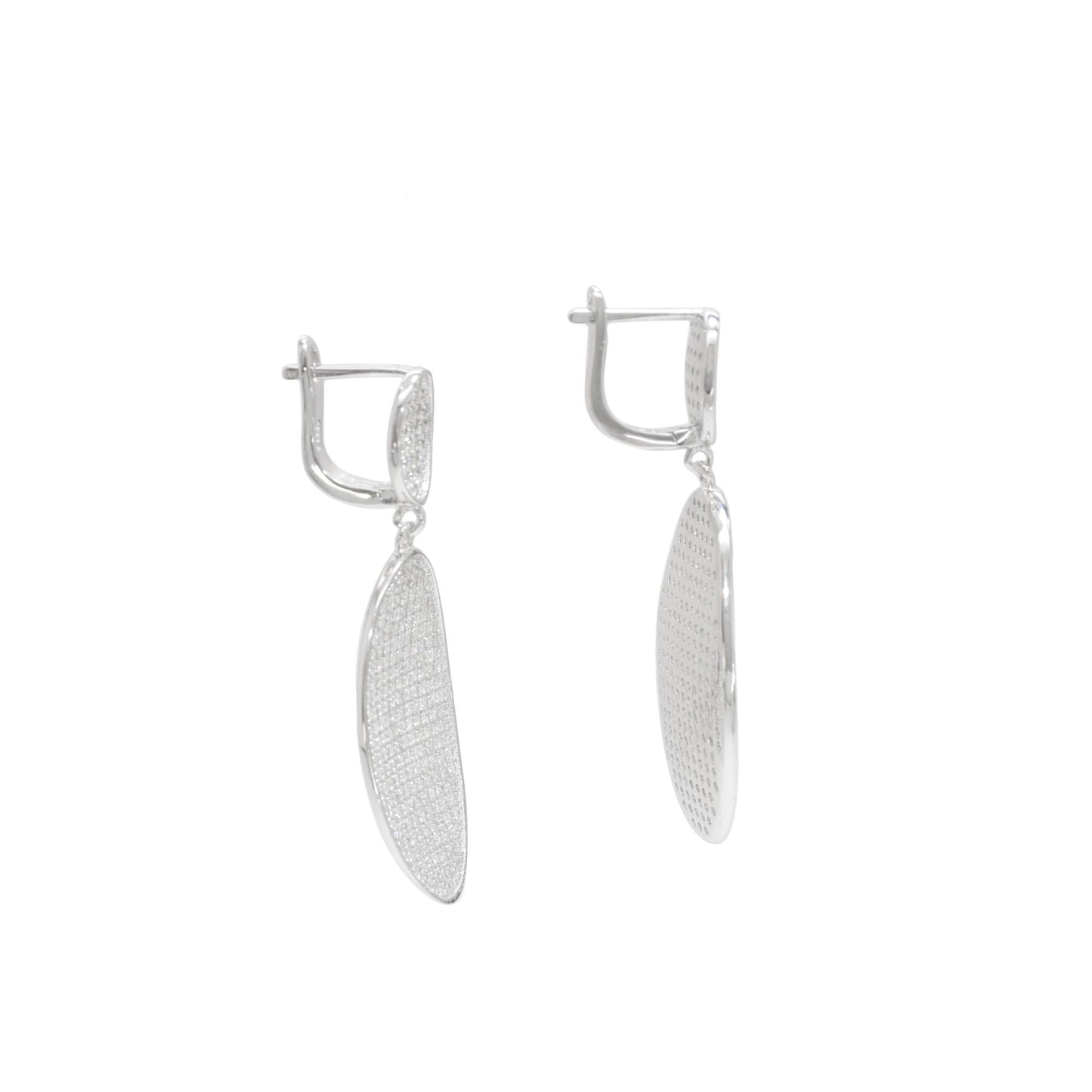 Long Oval Drop Pave Earrings