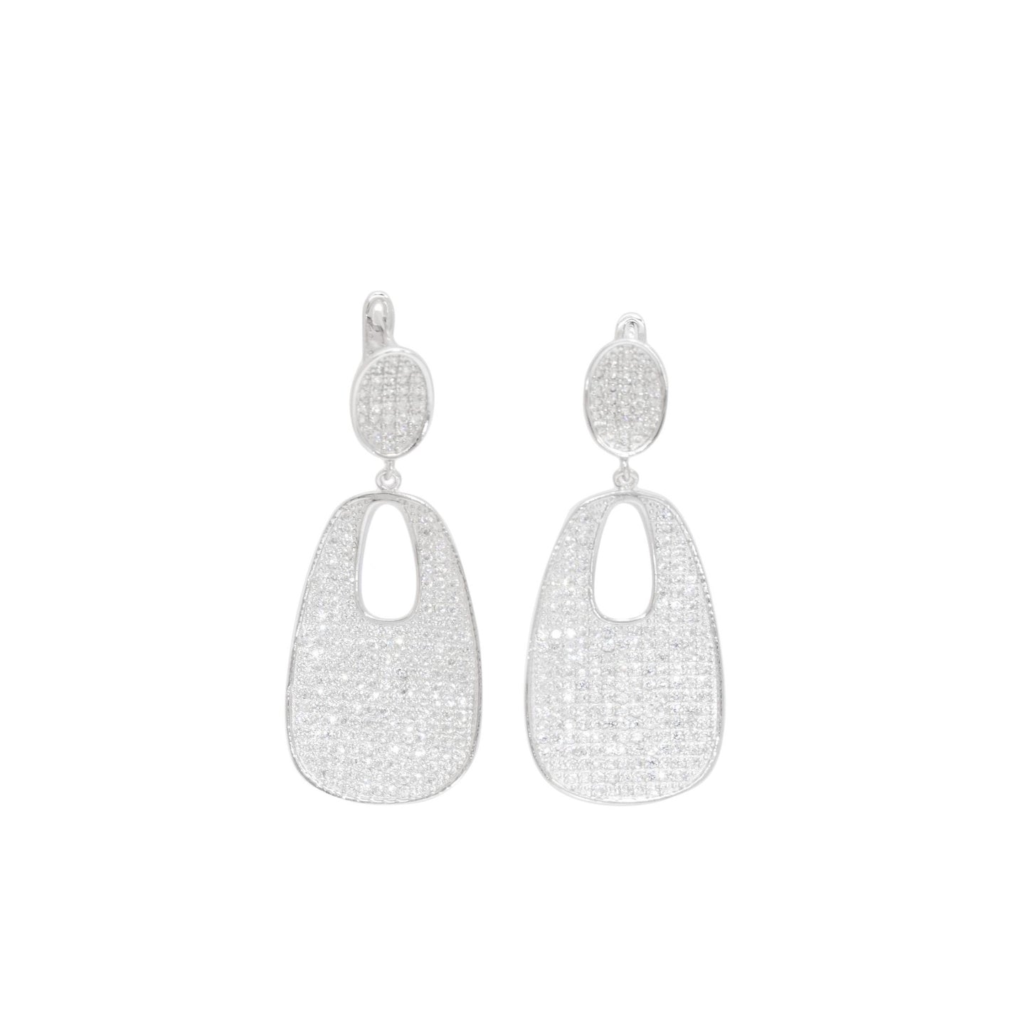 Oval Zirconia Dangle Earrings