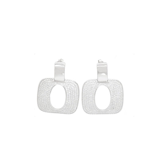 Open Oval Pave Earrings