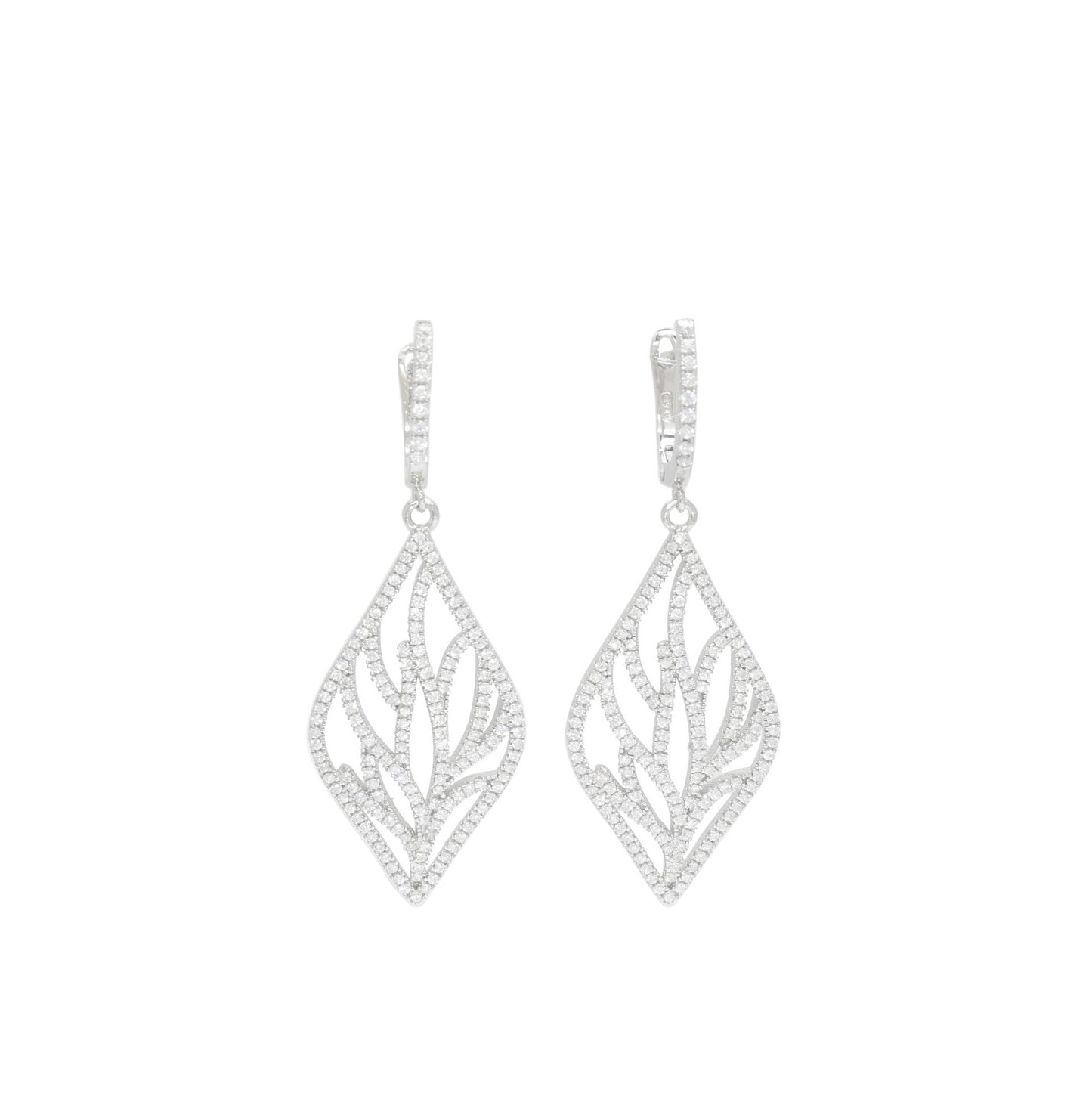 Leaf-Inspired Sterling Silver Drop Earrings