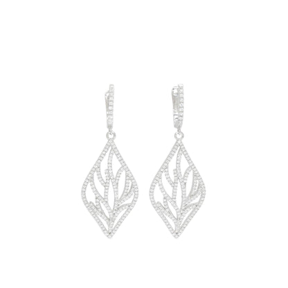 Leaf-Inspired Sterling Silver Drop Earrings