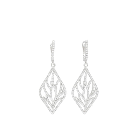 Leaf-Inspired Sterling Silver Drop Earrings