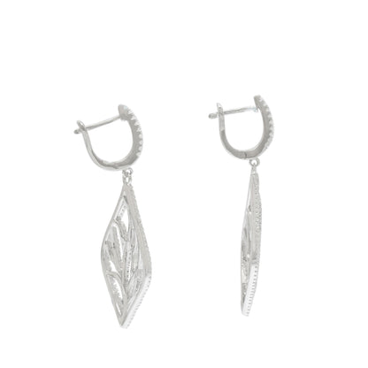 Leaf-Inspired Sterling Silver Drop Earrings