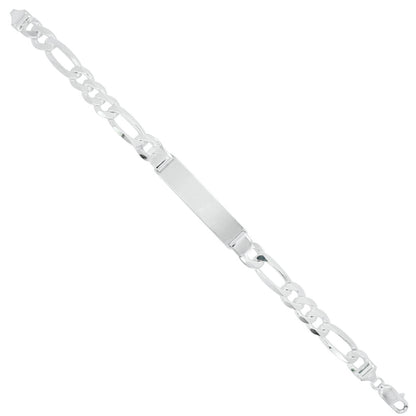 Figaro Chain with Linked ID Bracelet - 10 mm Plain Plaque