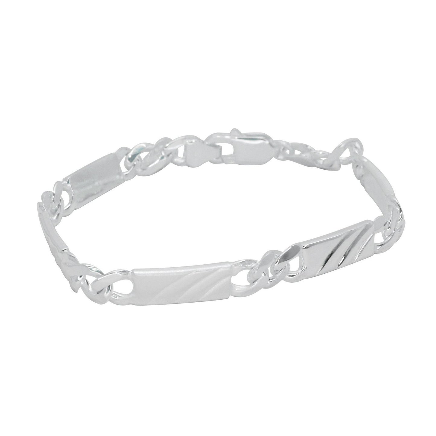 Link Curb Chain with Striped Bar Bracelet