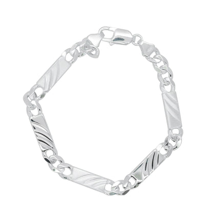 Link Curb Chain with Striped Bar Bracelet