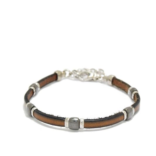 Brown Leather Silver Bracelet