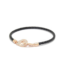 Braided Leather Knot Rose Gold Silver Bracelet image