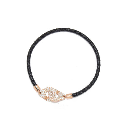 Braided Leather Knot Rose Gold Silver Bracelet