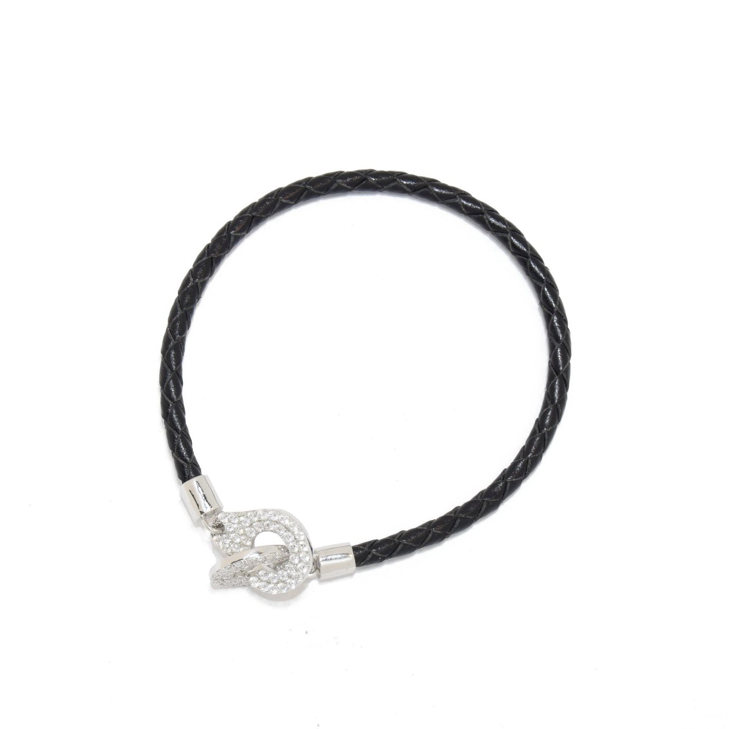 Braided Leather Knot Silver Bracelet