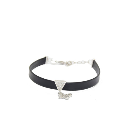 Silver Butterfly Leather Bracelet