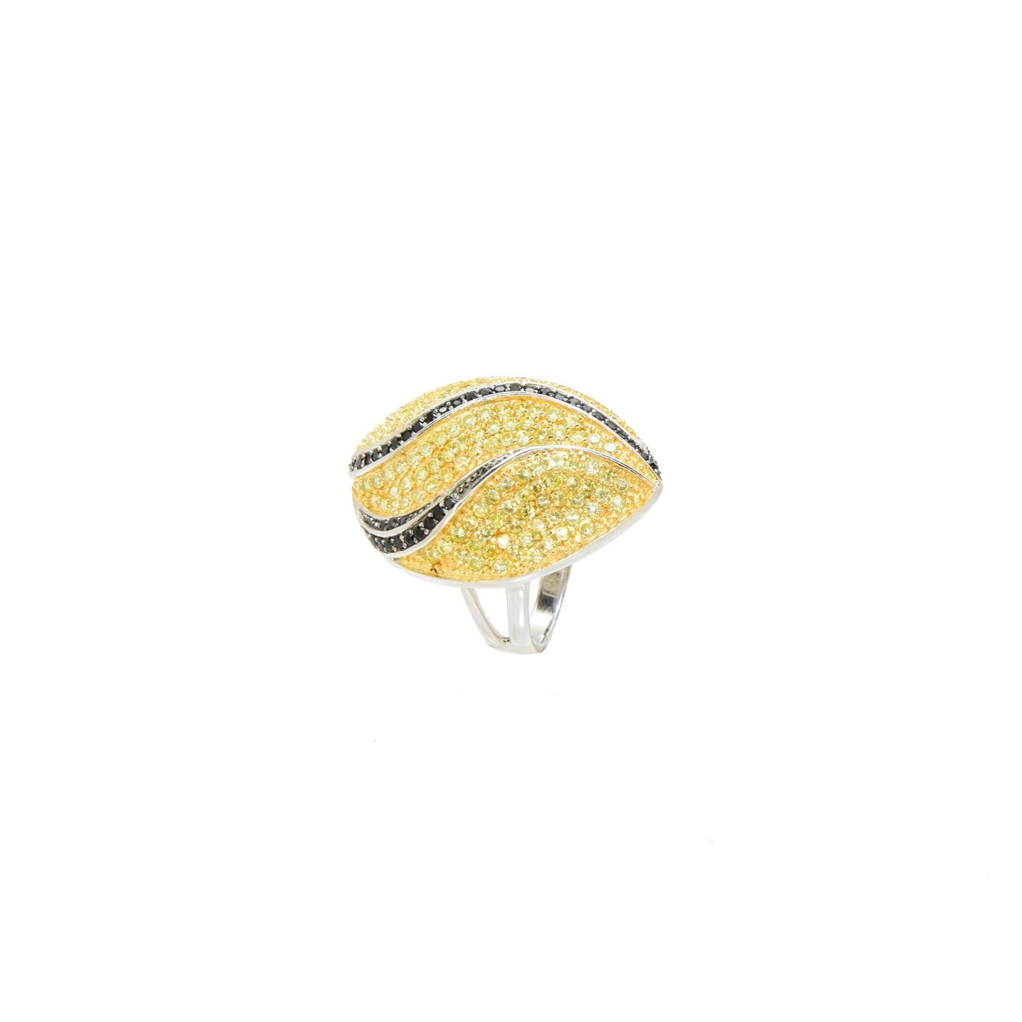 Yellow & Black Pave Statement Ring