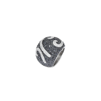 Black & White Pave Dome Ring