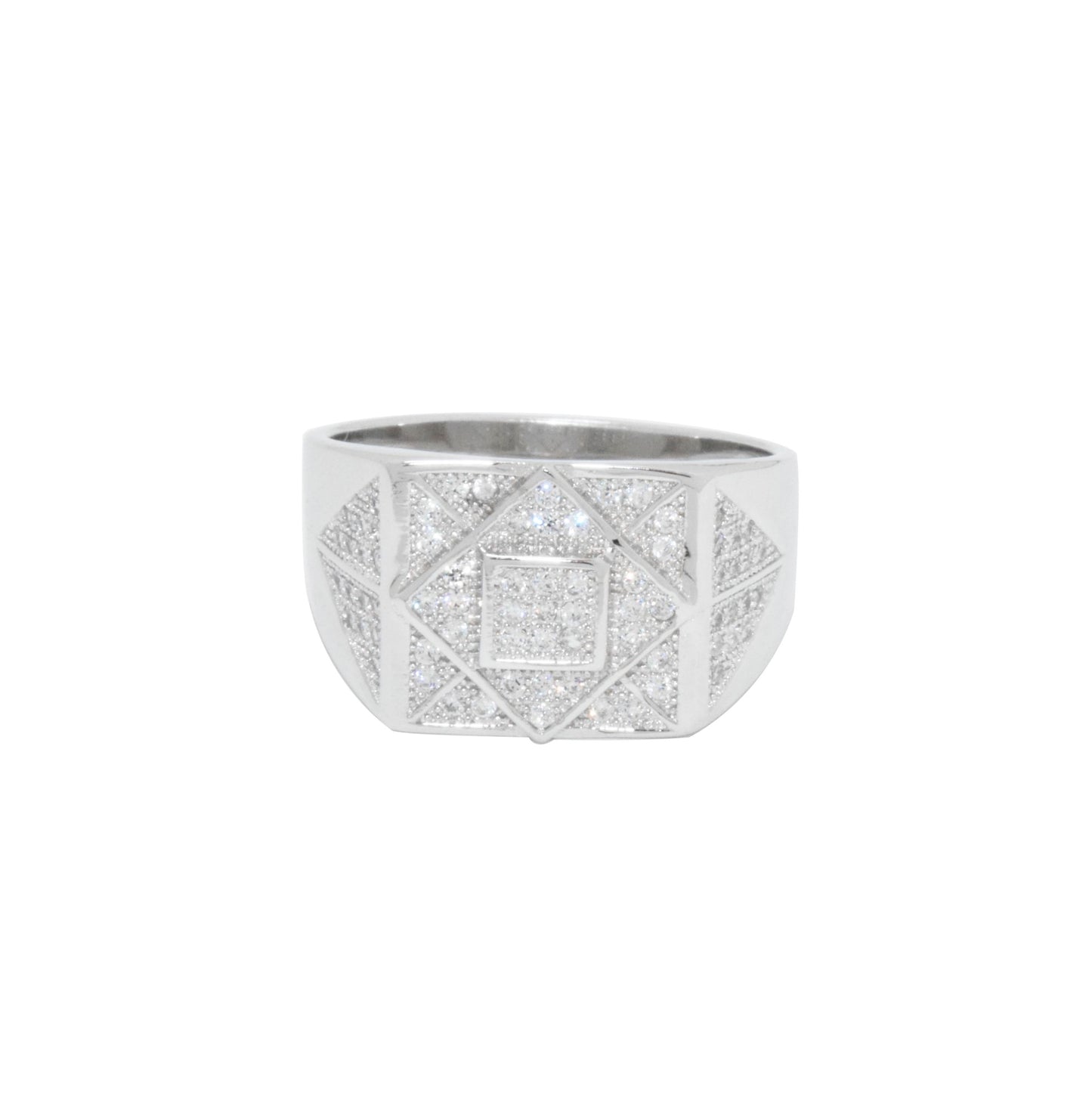 Square within Square Zircon Ring