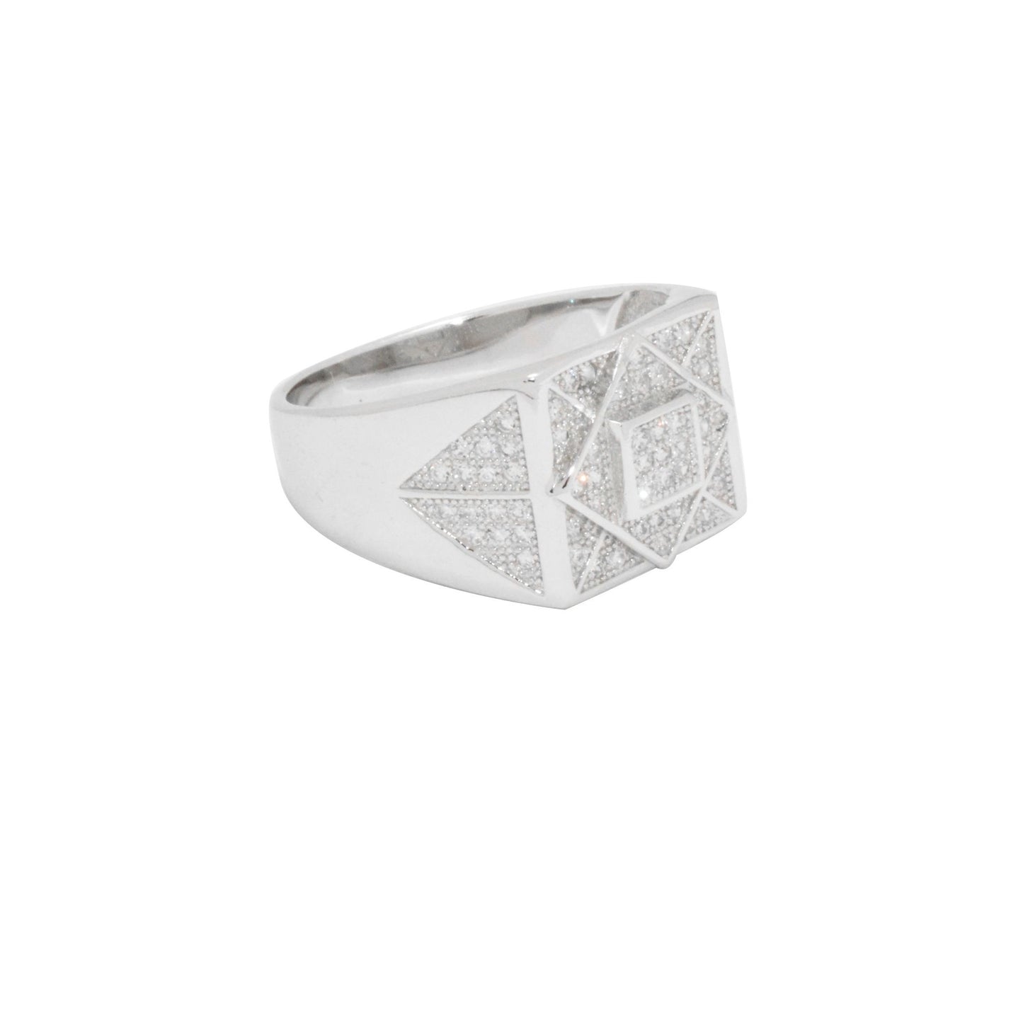 Square within Square Zircon Ring