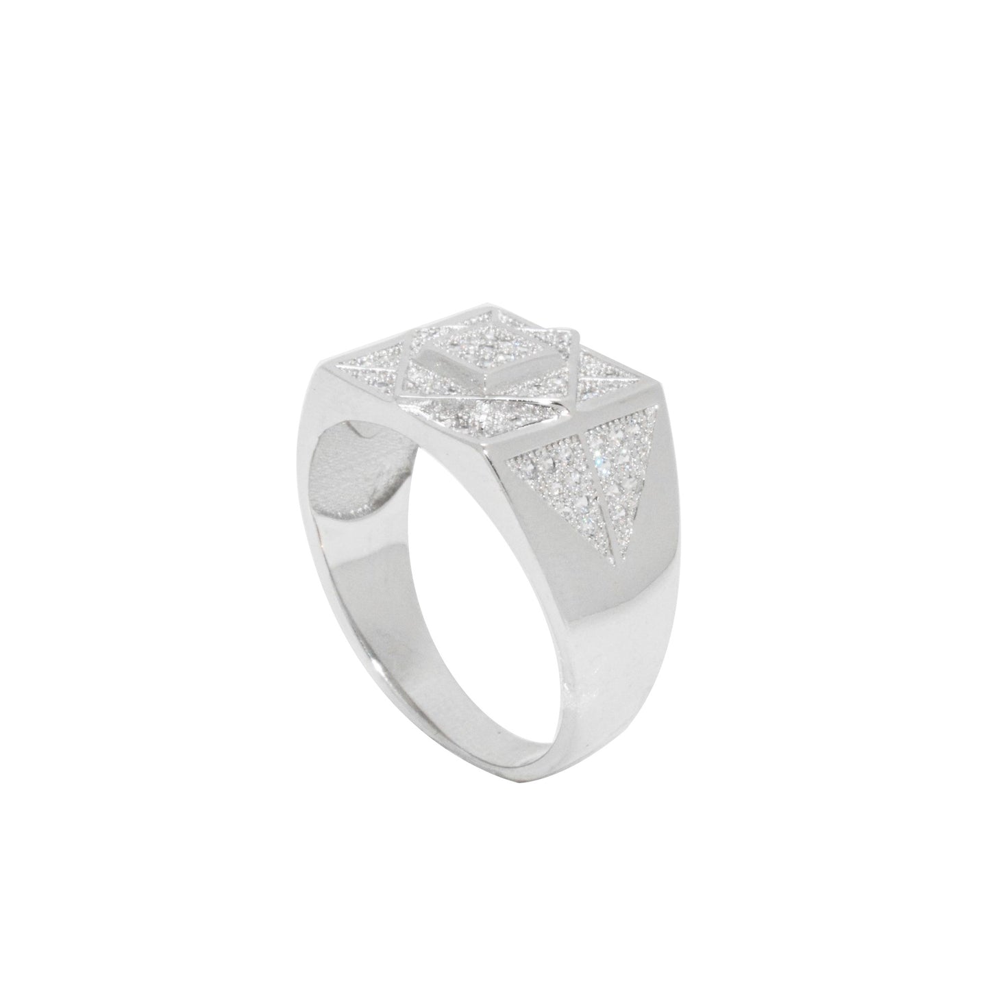 Square within Square Zircon Ring