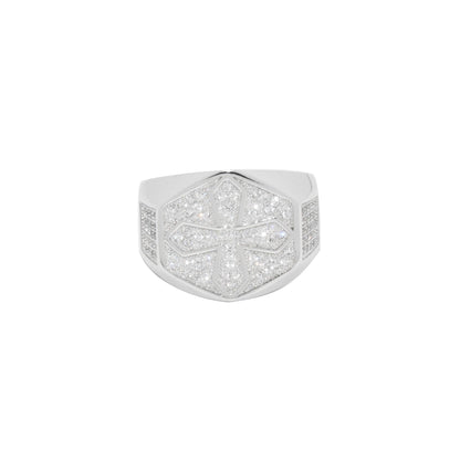 Engraved Cross Zircon Ring