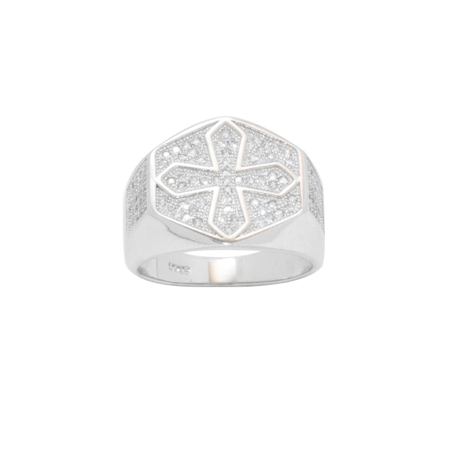 Engraved Cross Zircon Ring