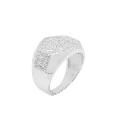 Engraved Cross Zircon Ring