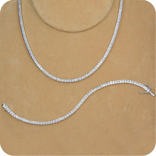 Classic Square Tennis Necklace and Bracelet Set