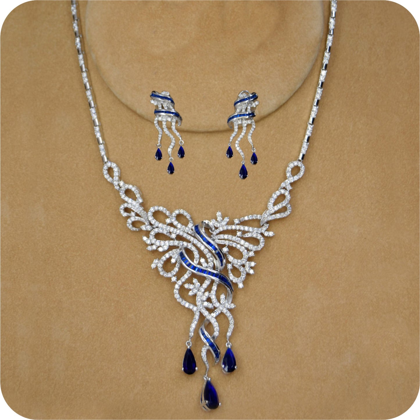 Sapphire Elegance Necklace and Earring Set