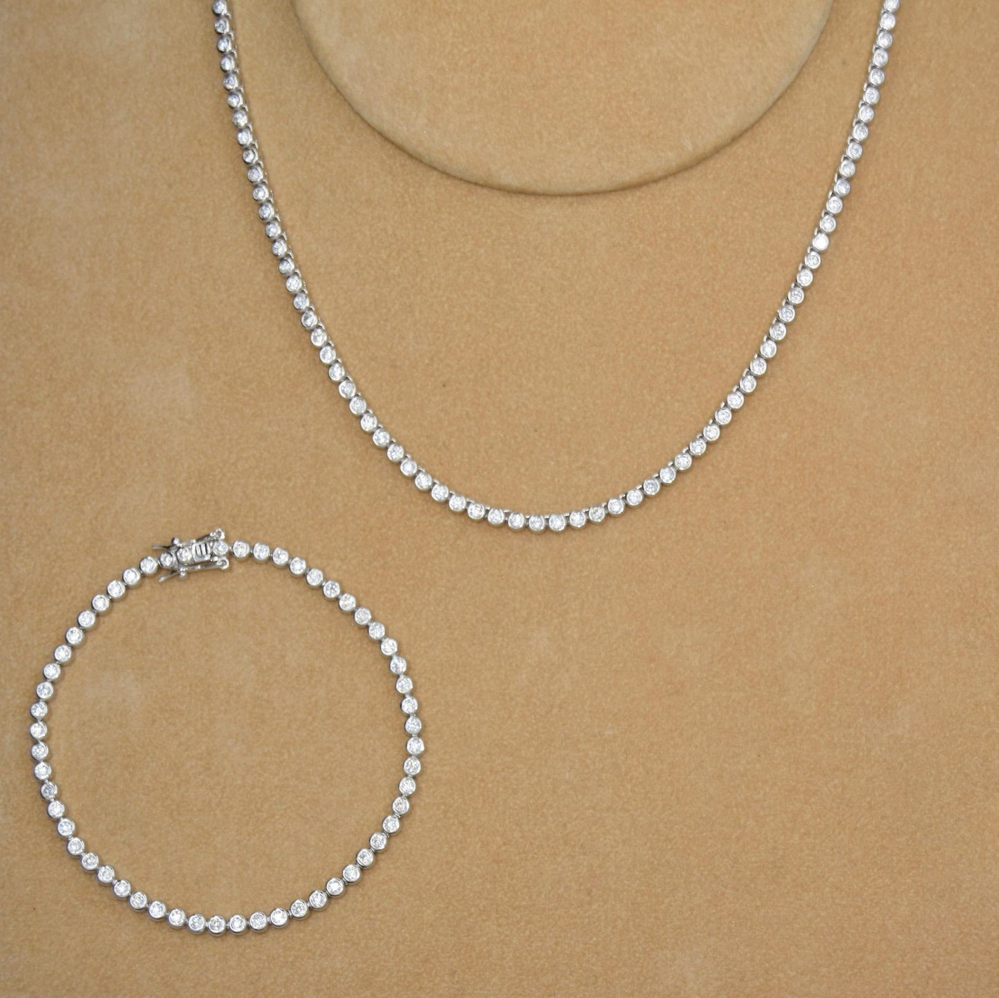 Round Tennis Necklace and Bracelet Set