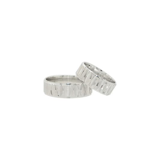 Textured Silver Duo Ring Set