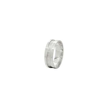 Sleek Silver Groove Ring