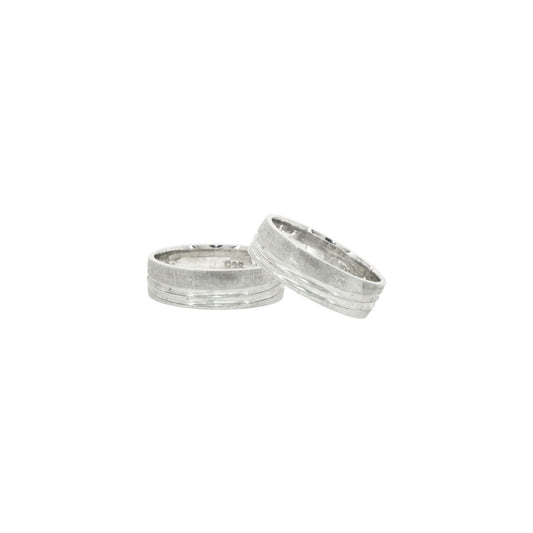 Sleek Silver Striations Ring