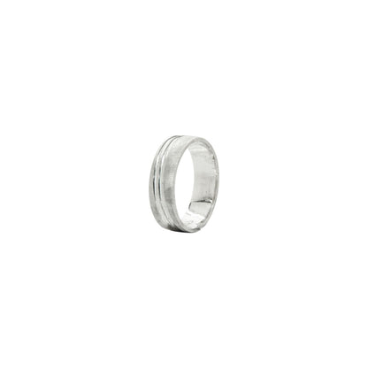 Sleek Silver Striations Ring